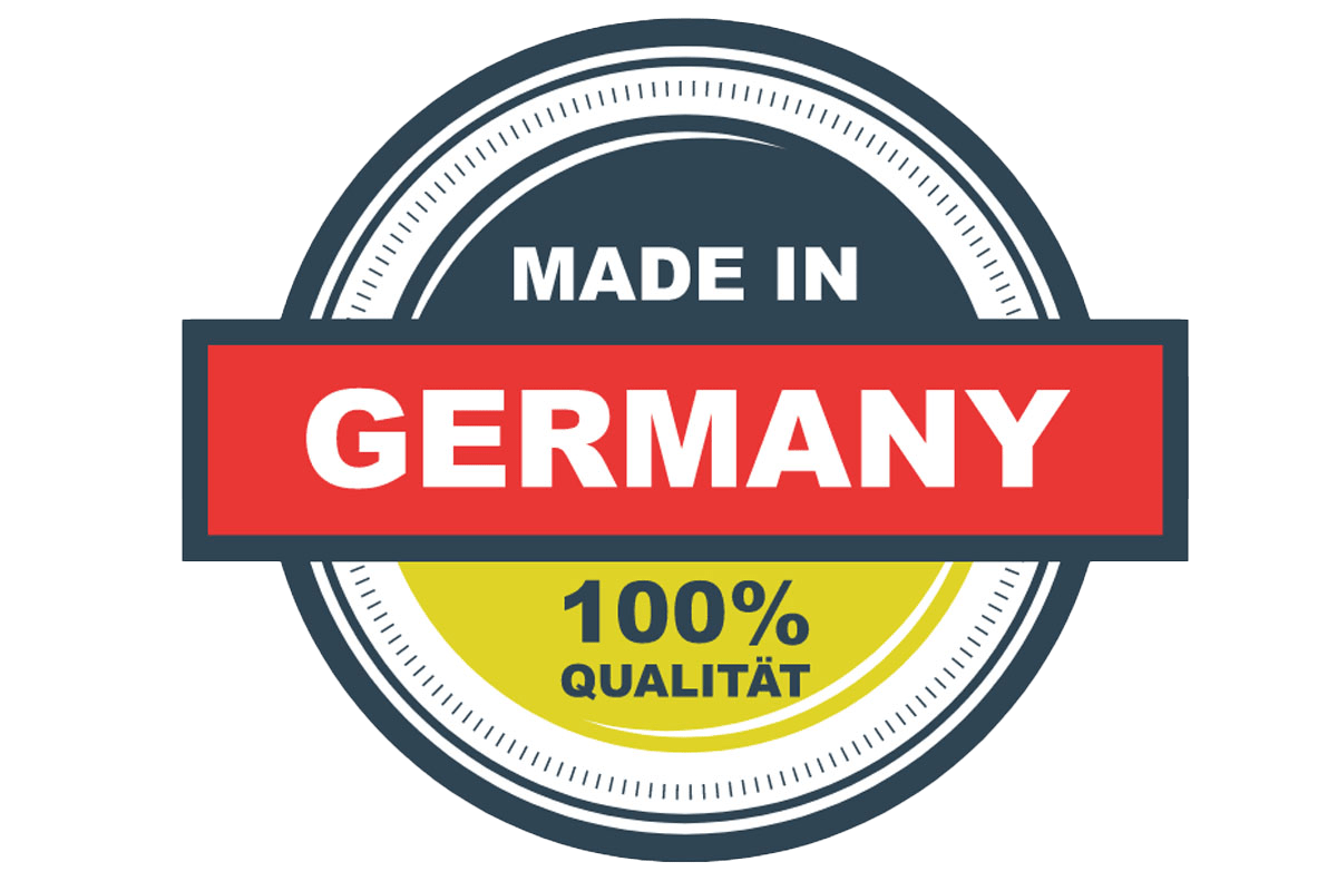 Das Bild zeigt ein "Made in Germany"-Siegel für Haustüren von Kruse in Brilon